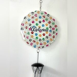 Pet Paw Prints Welcome Metal Wind Spinner Wind Chimes Multicolor New